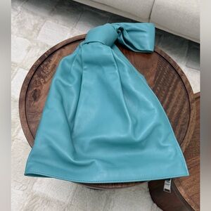 Bottega Teal Leather Knot Bag